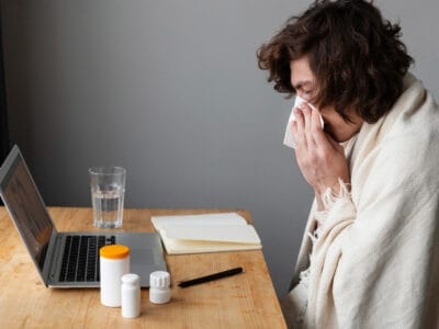 Sergančio jaunuolio pokalbis su gydytoju vaizdo skambučiu kaip mokamas biuletenis