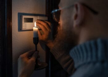 Vyras išjungia termostatą per energijos krizę