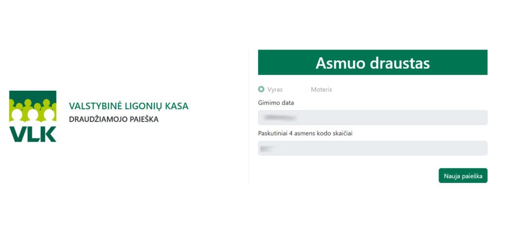 ar esu apdraustas ligoniu kasoje asmuo apdraustas