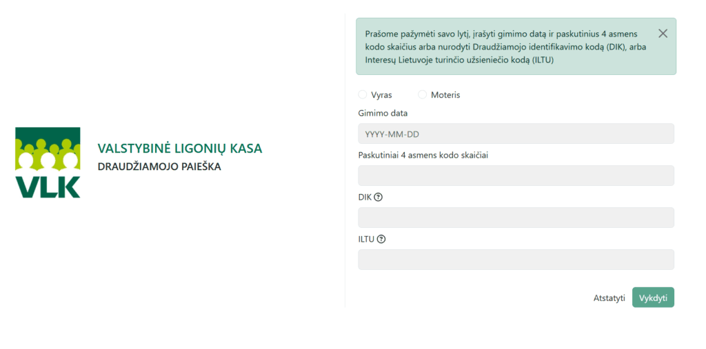 kaip pasitikrinti ar esu apdraustas ligoniu kasoje internetu forma 1