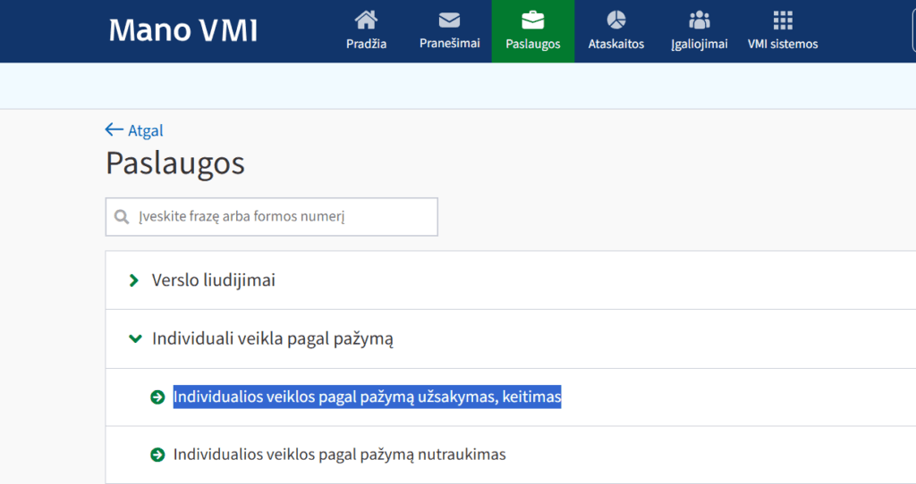 manovmi kaip atidaryti individualia veikla
