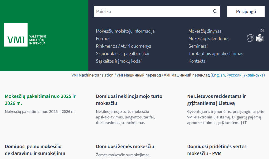 vmi prisijungti kaip atidaryti individualia veikla